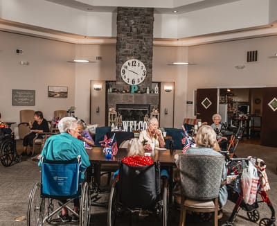 Residents participating in an activity in a common area