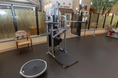 Fitness equipment in a common area of the facility