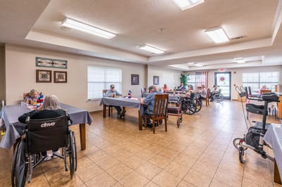 Residents engaging in an activity in a common area
