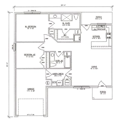 Architectural floor plan with room dimensions