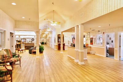 Bright, spacious lobby area with seating