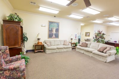 Comfortable common area with seating for residents