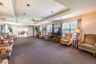 Bright common area with comfortable seating