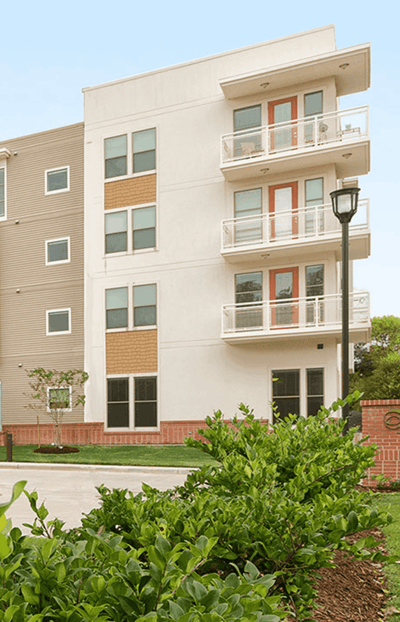 Exterior view of a modern assisted living facility