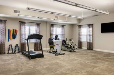 Interior gym area with exercise equipment