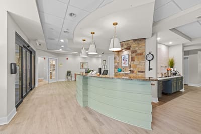 Bright reception area with modern design and elegant decor