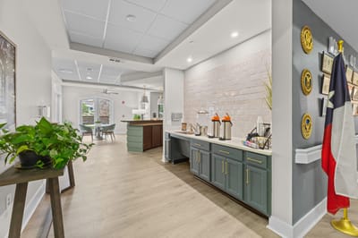 Interior view of the reception area with decor