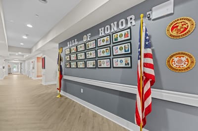 Interior view of a hall displaying the Wall of Honor