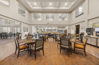 Interior view of a common area with seating