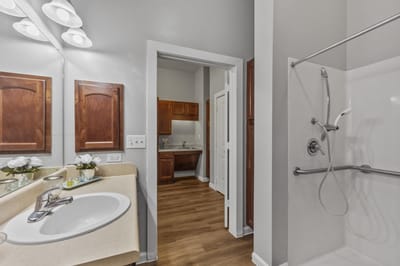 Modern private bathroom in a resident room