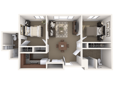 Architectural floor plan of a resident unit layout