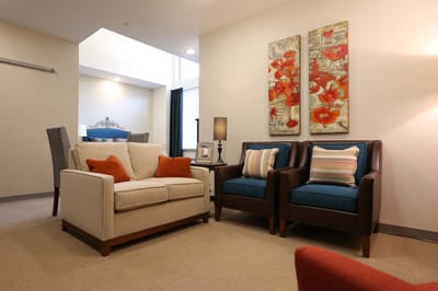 Comfortable seating area in a resident living space