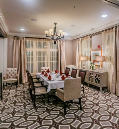 Elegant dining room setup with chairs and table