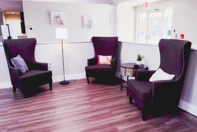 Interior seating area with decorative chairs