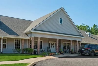 Exterior view of Sabine Place with landscaped entrance