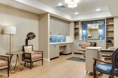 Interior view of a modern salon area in the facility
