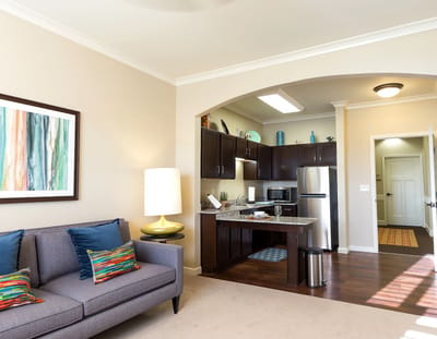 Cozy interior of a resident room with modern furnishings