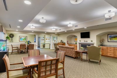 Interior common area with seating and art