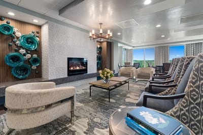 Stylish common area with comfortable seating and decor