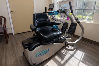 A NuStep exercise machine in a facility interior
