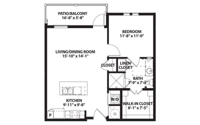 Architectural floor plan of a resident unit