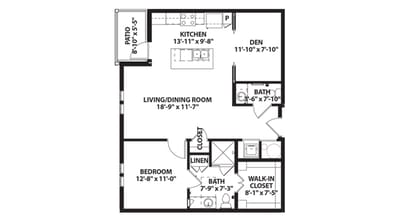 Architectural floor plan of a living space