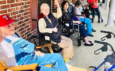 Residents enjoying the outdoors on a sunny day
