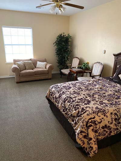 Comfortable interior view of a resident room