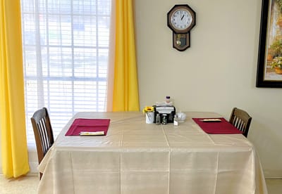 Cozy dining table set for a meal