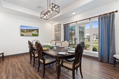 Elegant dining room set for a meal with a view