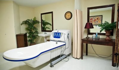 Interior view of a therapeutic bathing area