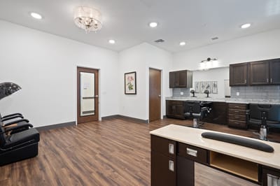 Interior view of a beauty salon in a senior living facility