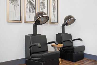 Salon chairs in a modern interior space