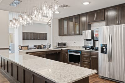 Modern kitchen area in a senior living facility