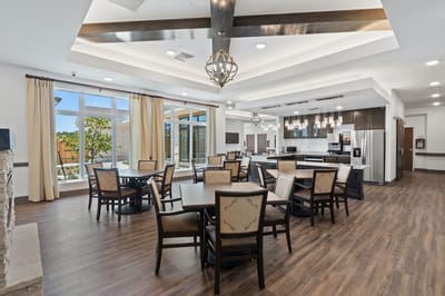Bright, spacious common area with seating and views