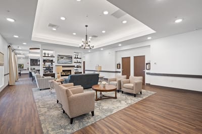 Bright common area with comfortable seating