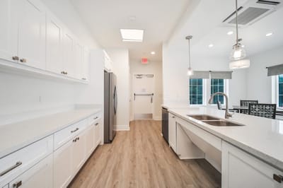 Modern kitchen interior with light cabinetry