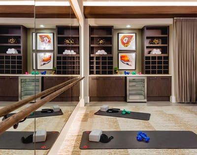 Interior wellness area with workout equipment