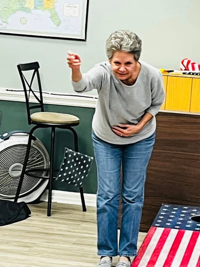 Resident participating in an indoor activity