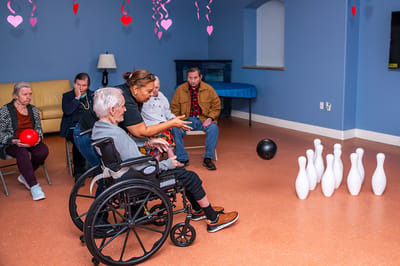 Residents participating in an activity in a common area