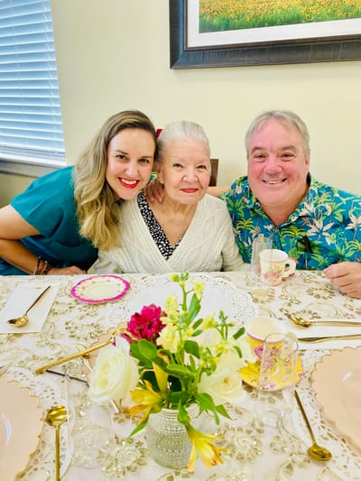 Residents and staff enjoying a cheerful moment together