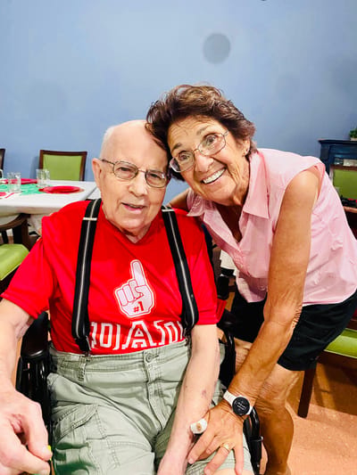 Residents enjoying time together in a cheerful setting
