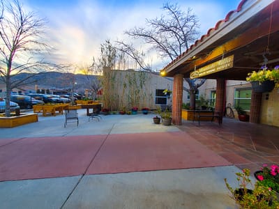 Outdoor patio area of Mountain Villa nursing facility