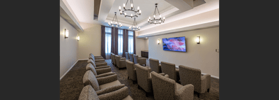 Interior common area with seating and television