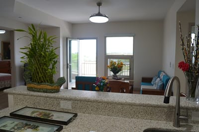 Bright interior view of a cozy common area