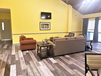Bright common area with comfortable seating