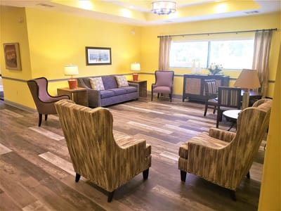 Bright common area with comfortable seating