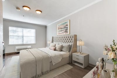 Bright and airy bedroom with modern furnishings