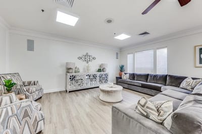 Bright interior common area with comfortable seating