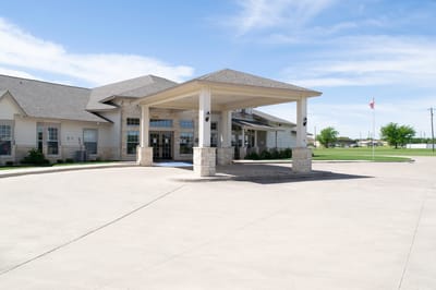 Front entrance of The Whitestone assisted living facility